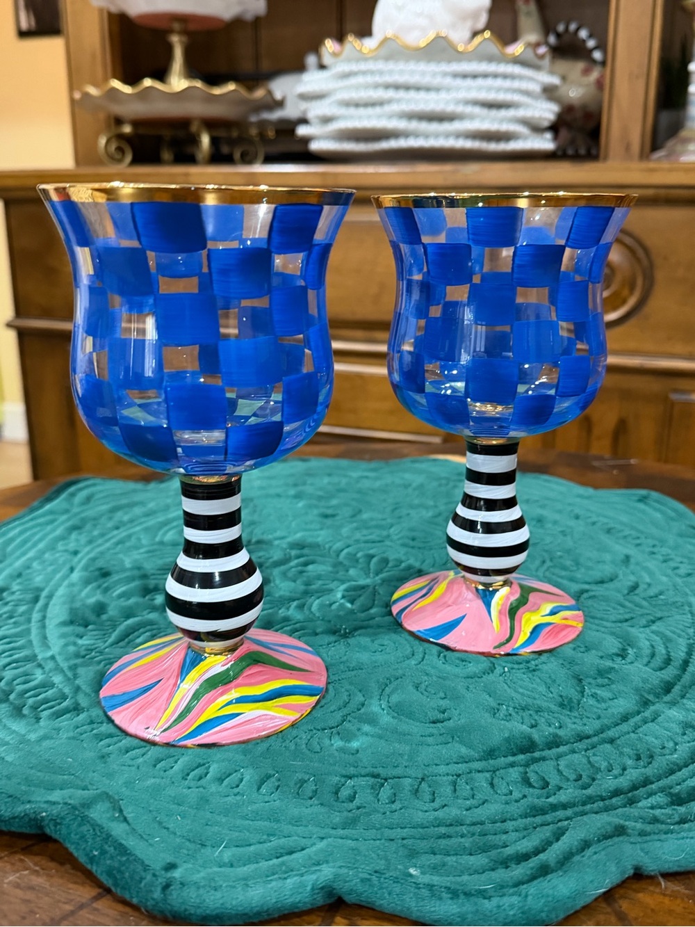 Mackenzie Childs Carnival goblet set